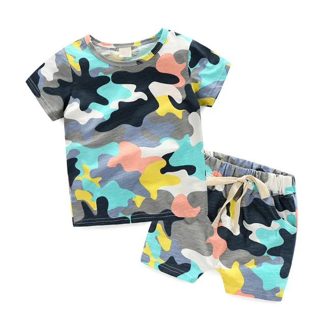 

Boutique children's summer clothing sets camo printing kid clothing, 1 colors are available