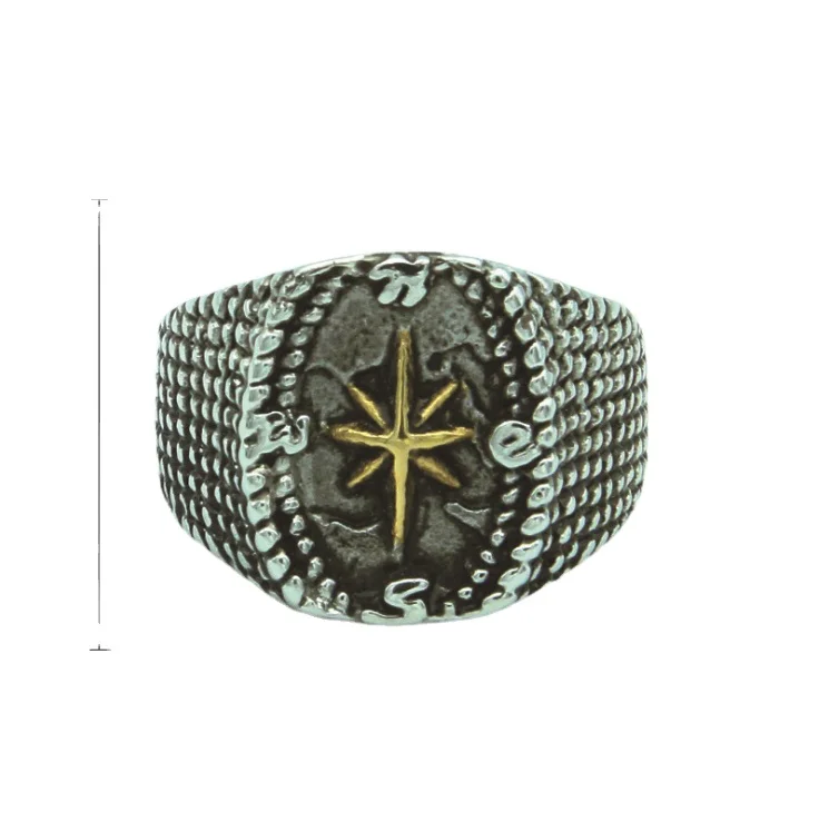 

Crow titanium steel jewelry New Amazon hot selling jewelry retro personality men's compass titanium steel ring