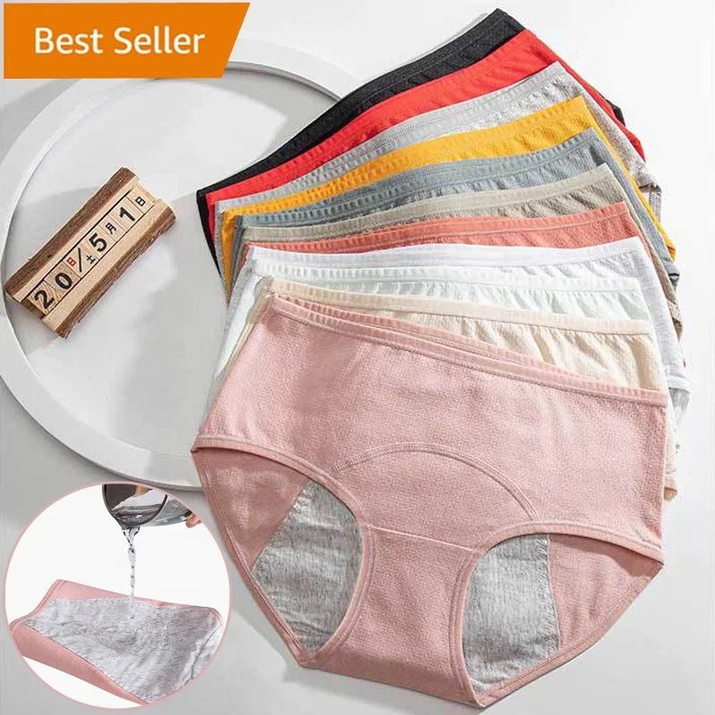 

Womens Period Panties for Teens Leak Proof Underwear Menstrual Heavy Flow Protective Hipsters, Orange, black, yellow, green, skin colour,pink,gray