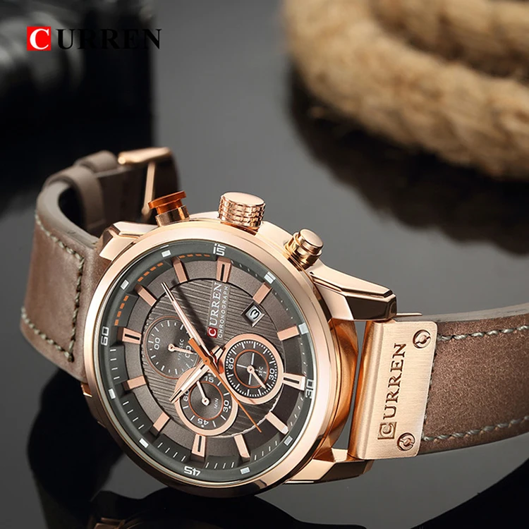 Curren 8291 Brand Chronograph Watches Men Business Leather Calendar Clock Waterproof Sports Luxury Quartz Watch relojes hombre