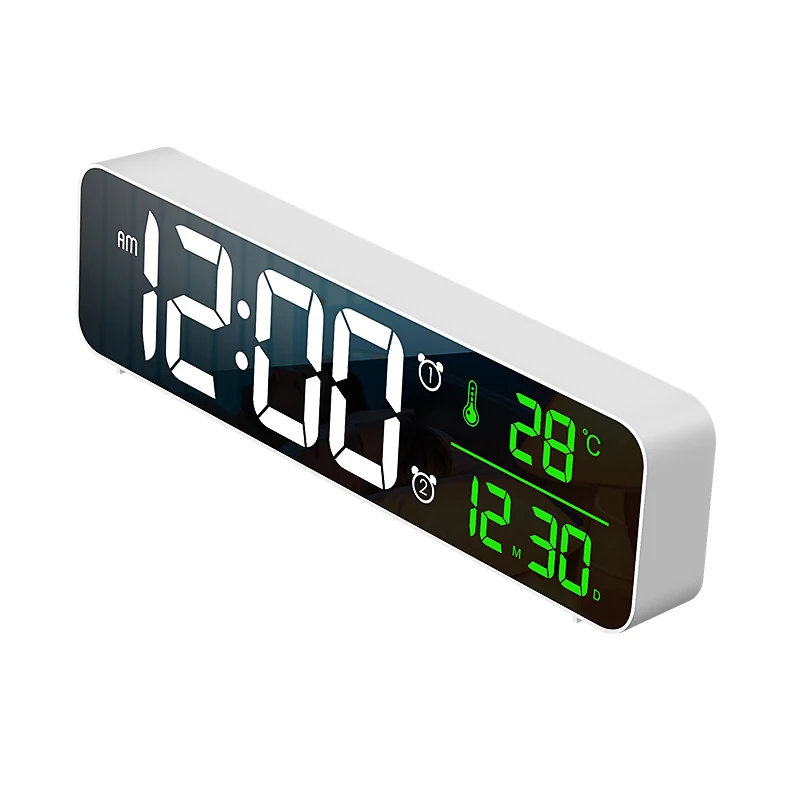 

Decorative Large 10 Digit LED Digital Wall Clock with Temperature Date, Black shell, white shell