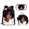 Children Primary School Bags for Teenagers Black Art African Girl Printing Book Bags Kids 3pcs/set Schoolbag Satchel backpag