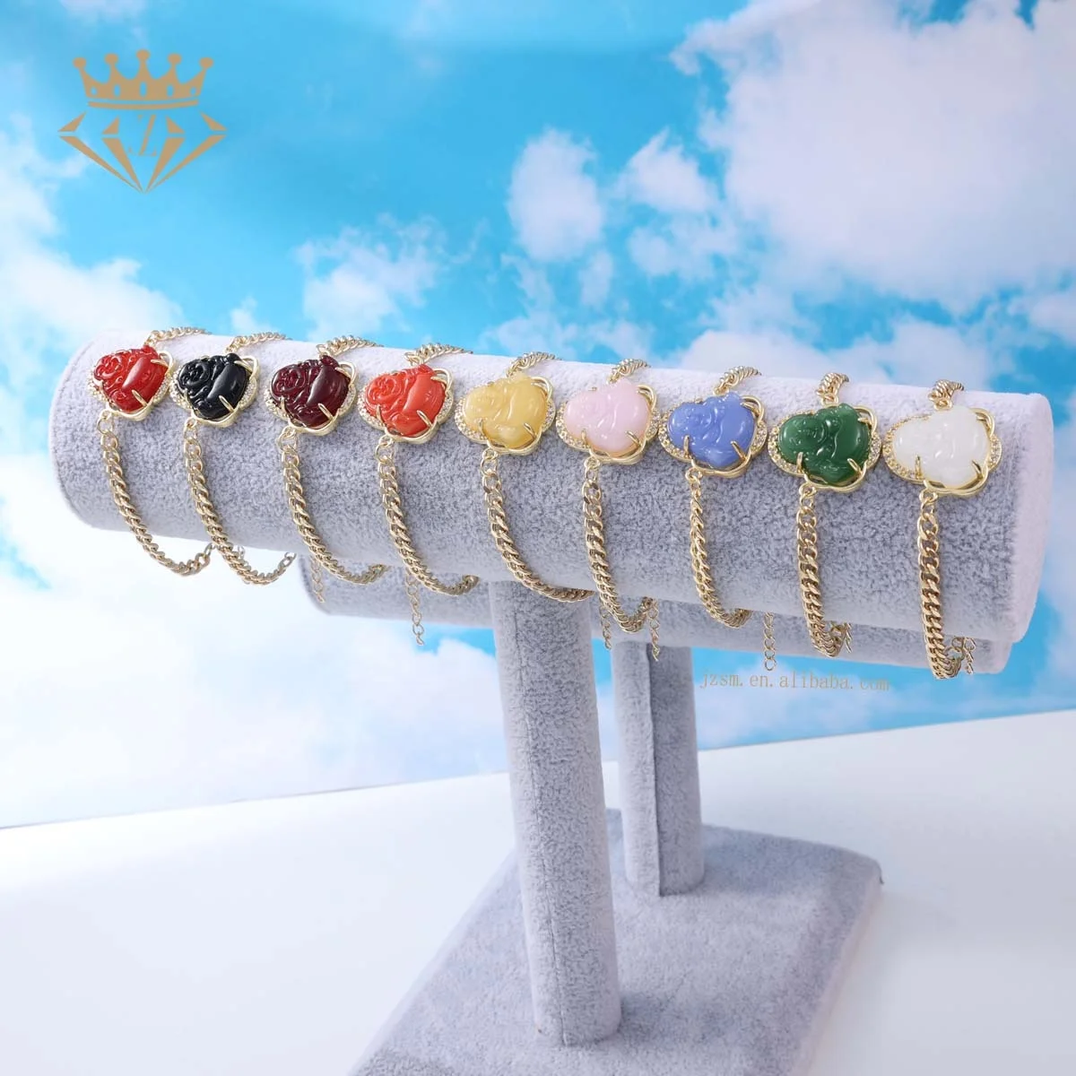 

Hot Sale 18k Gold Plated Bracelet Adjustable Natural Agate Gemstone Smiley Buddha Head Buddha Chain Jewelry Products, Available in multiple colors