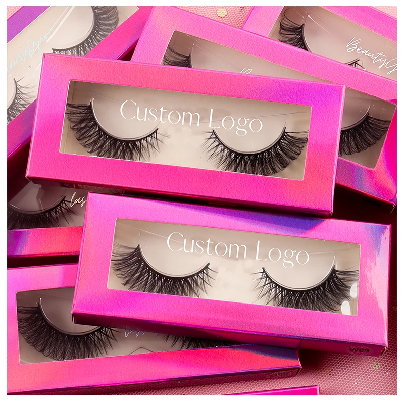 

Private Label Faux Mink Eyelashes 12mm Silk Russian Eyelash Extensions Super Curly Wink Winged With Customized Lash Box, Natural black