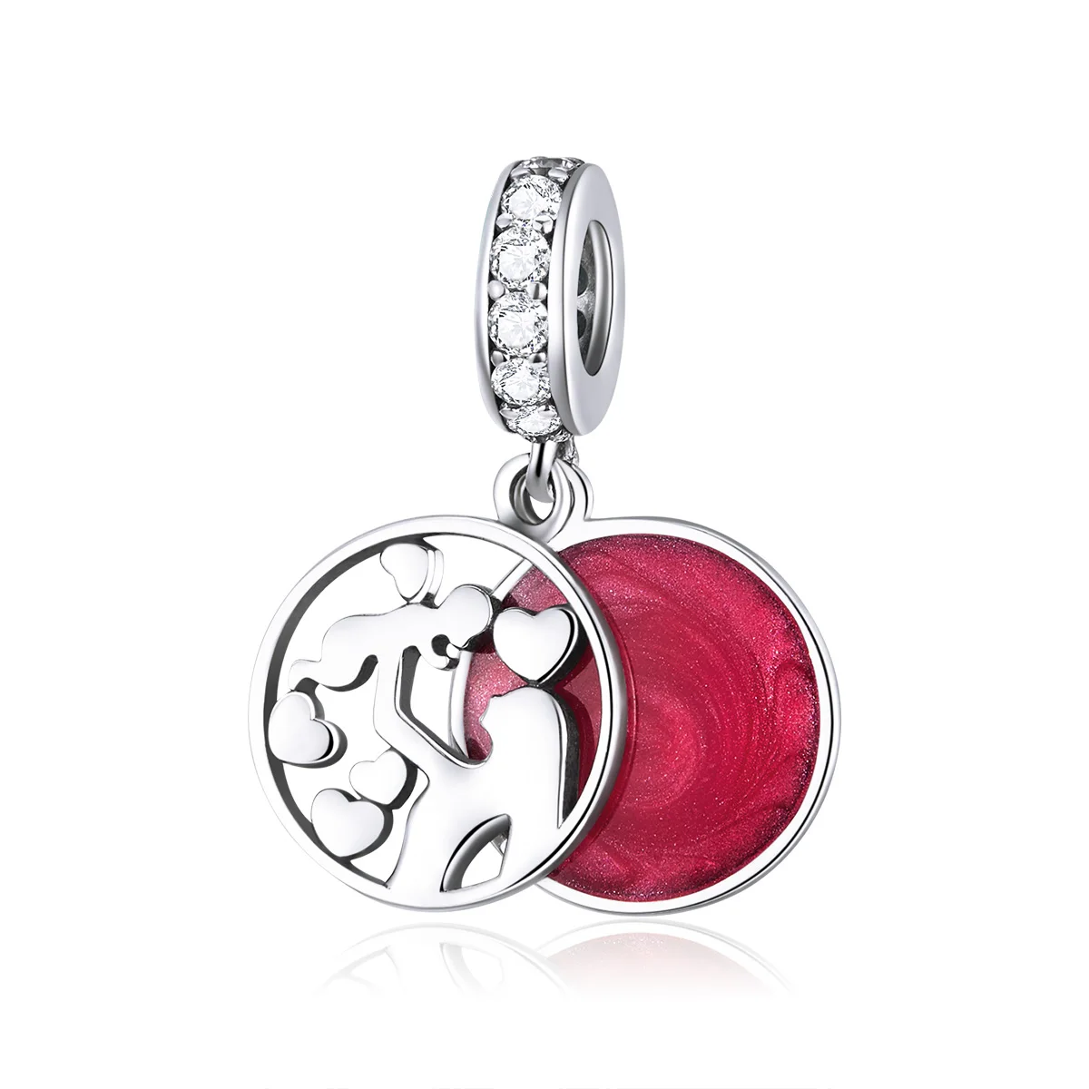 

925 Sterling Silver Double Layers Enamel Pendant Charm