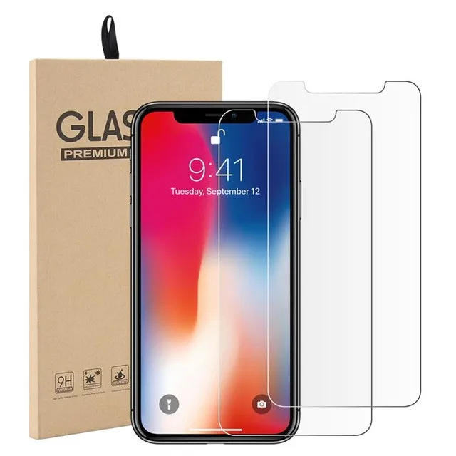 

Factory price 2 packs Logo custom 9H Anti-Scratch Protective Tempered Glass Screen Protector For Iphone X XS XR 11 12 Pro Max 13, Crystal clear