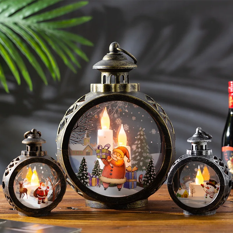 

Christmas Decorations with LED Light Clock and table ornament with snowman Santa Claus for Christmas party