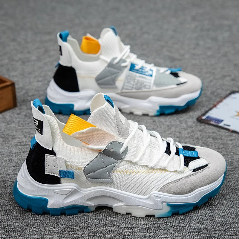 

2021 Fall new style high quality fashion high top mesh sport shoes 2021 men's fashion running sneakers Walking Style Shoes