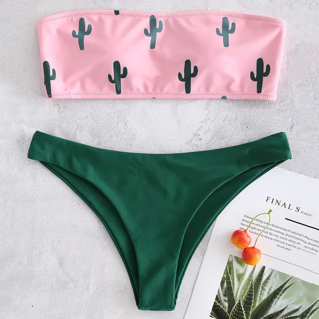 

Bikini Bandage Swimwear Women Push up Swimsuit Female Cactus Print Micro Bikini Sexy Bathing Suit Beach Bathers Biquini New