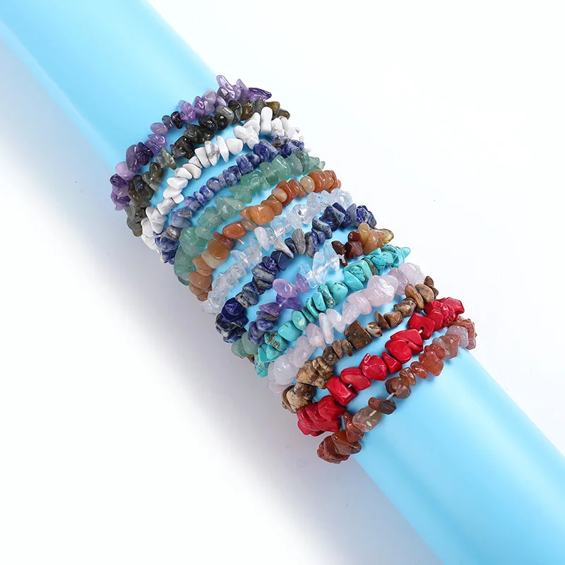 

2022 New Irregular Handmade Elastic Bracelet Accessories Hot Selling Colored Gravel Bracelet for Women Girls, Picture shows