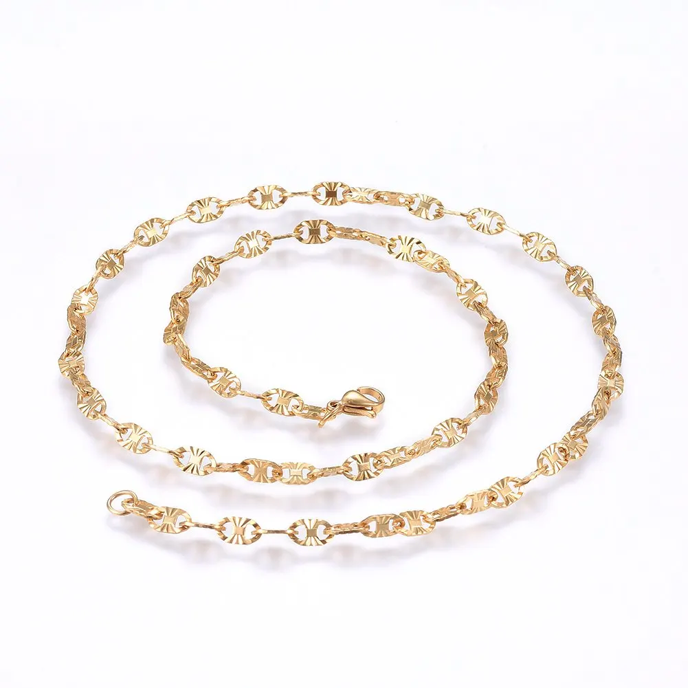 

Pandahall 50cm Stainless Steel Golden Mariner Link Chain Necklaces, Gold color