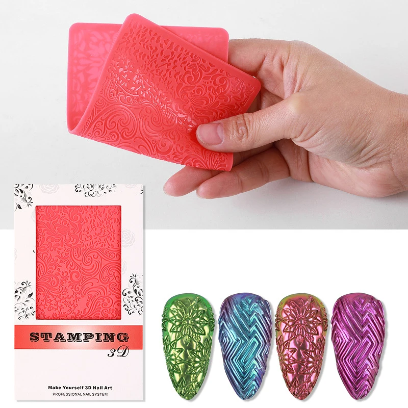 

2021 New Designs Soft Silicone Nail Stamping Plates Printing Template