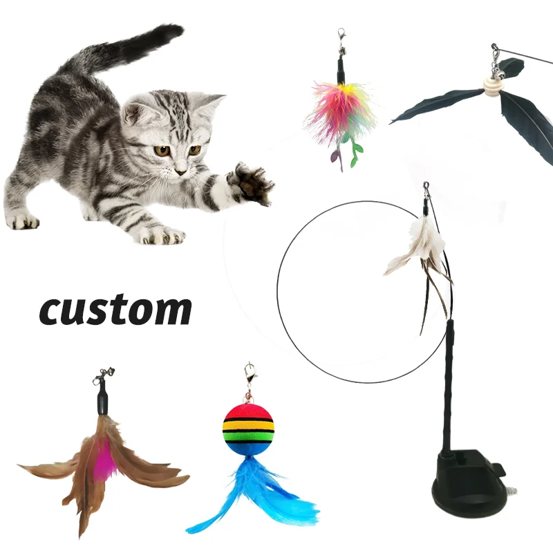 

Shengfeng Suction Cup Sucker Steel Wire Changeable Replacement Two usages Self Play Feather Interactive plush cat toy Wand