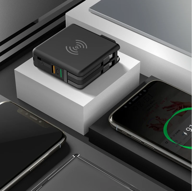 Fold design 3 in 115w fast charge wireless charger stand 10000mah fast charging adapter Wireless Powerbank for all phones RK-C44 - ANKUX.COM