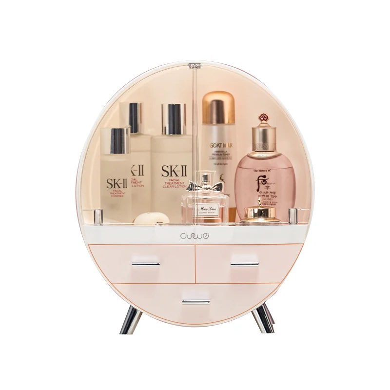 Dust-proof skin care storage box dressing table desktop finishing box 3 layer large-capacity luxury desktop cosmetic storage box