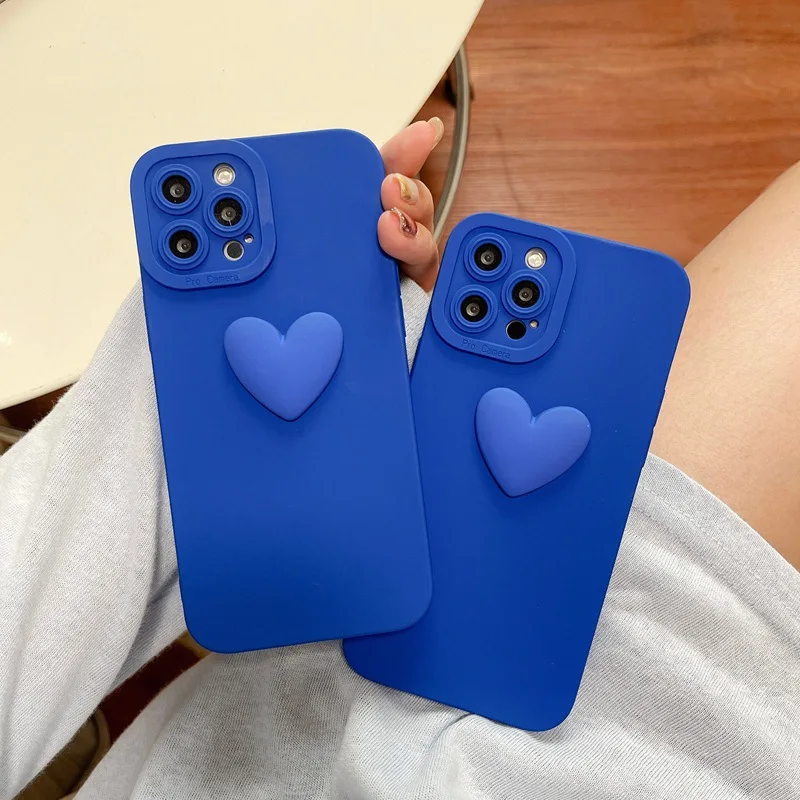 

Drop shipping Blue heart-shaped phone case For iphone 13pro max cases iphone 13 blue case