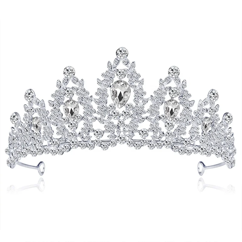 

Free Shipping Fashion Wedding Crown for Bridal Headpiece Clear Crystal Bride tiara Wedding Hair Accessories, Blue & silver