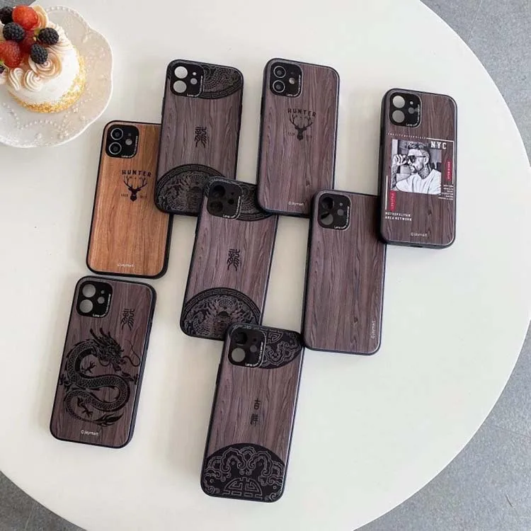 

Wooden carving shockproof full protection phone case for iphone 12pro max
