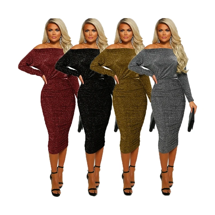 

Hot sale sexy off shoulder womens dress dropped gowns evening dresses party wear