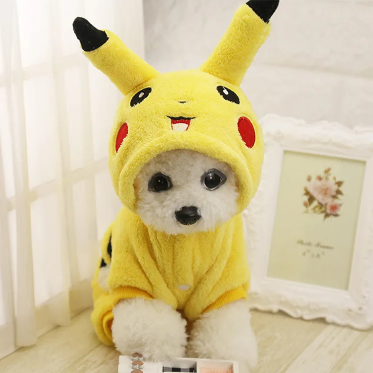 

Pet Clothing Pikachu Clothes Autumn And Winter Warm Coral Fleece Pet Cat Dog Four-legged Clothing, Picture shows