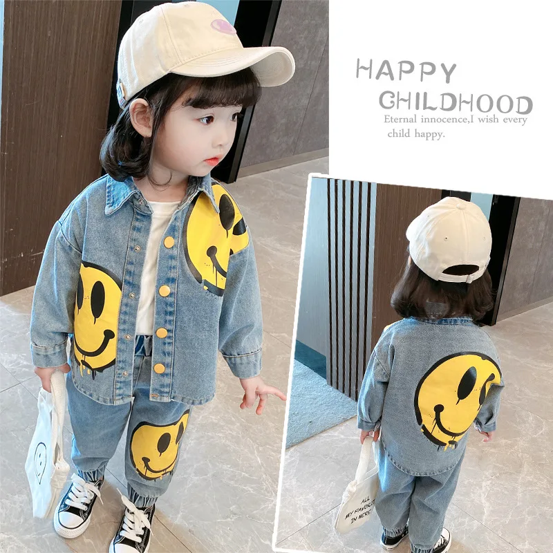 

CCYH new products girls' Clothing Sets camouflage jacket jeans denim kids clothing two piece set, Picture shows