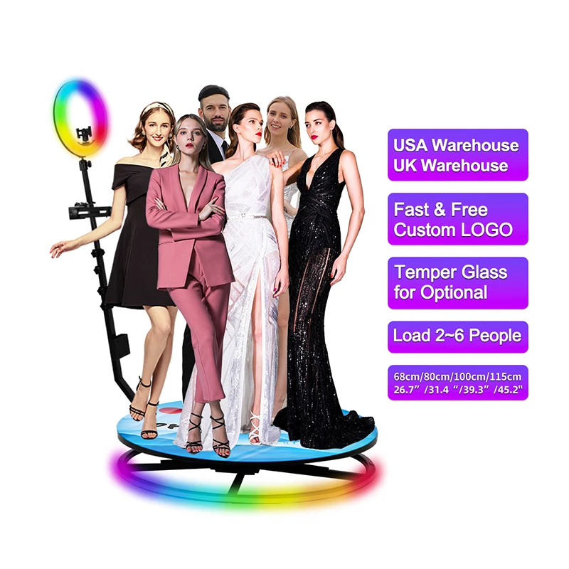 

360 Photo Booth Wedding Automatic Slow Motion Rotating Adjustable Wedding Photo Booths Platform Photo Booth For Weddings