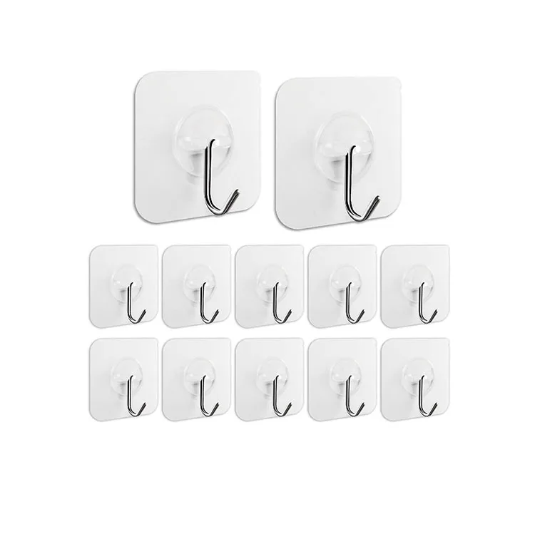 

4PCS Bathroom Kitchen Reusable Utility Transparent Seamless decorative adhesive wall hook, Customized