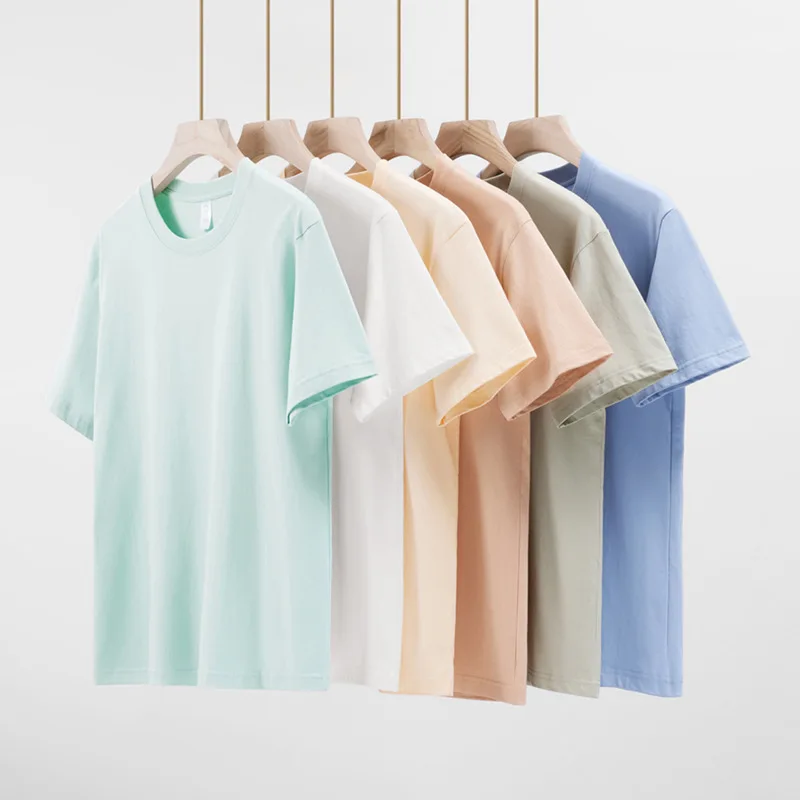 100% Cotton Men's T-Shirt Solid Pattern Casual Custom Digital Logo Heavyweight Essentials Thick Blank t Shirt for Men