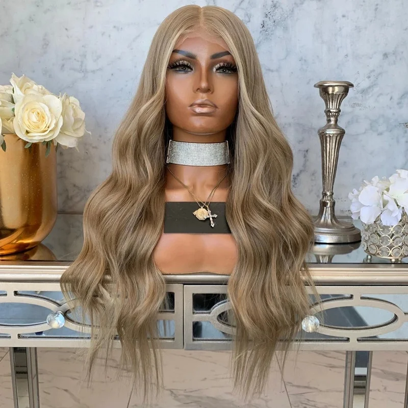 

26Inch Body Wave Blonde Color Virgin Brazilian Human Hair Lace Front Wig For White Women