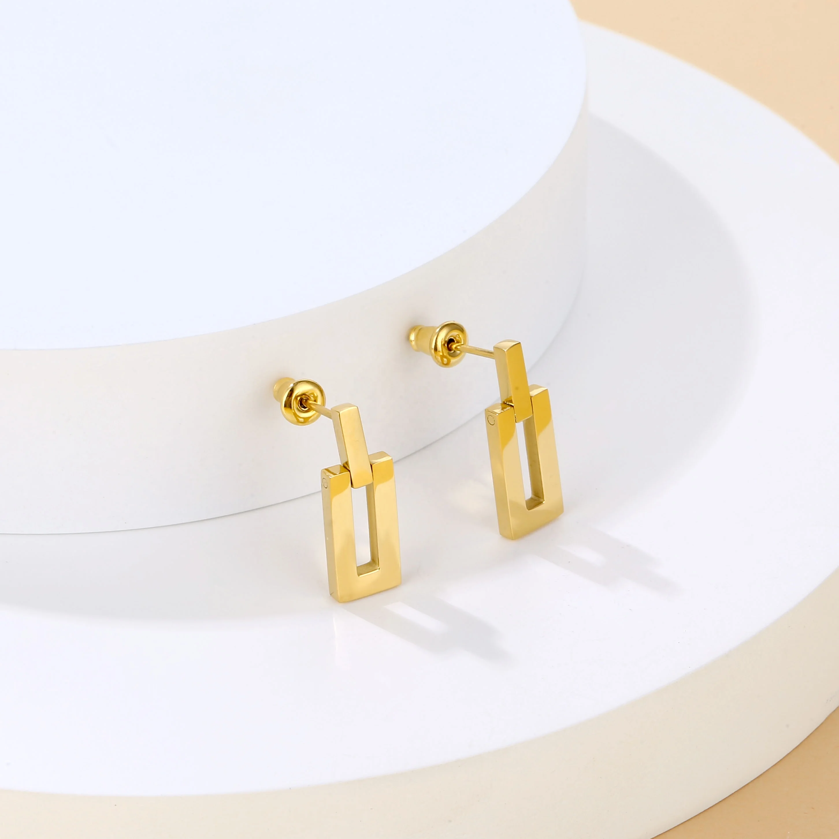 

fashion korean designer fine jewelry earrings custom engraved stainless steel 18k gold hoop earrings for women