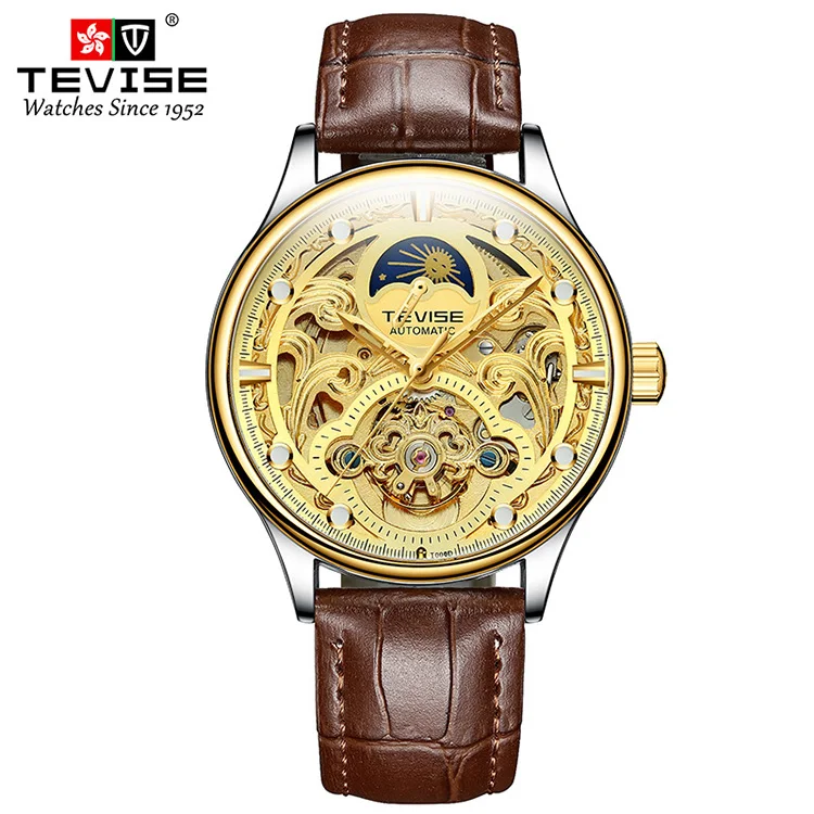 

Factory Wholesale Newest Trend Design Wrist Watches OEM Custom Luxury Men Automatic Skeleton Watch, Optional