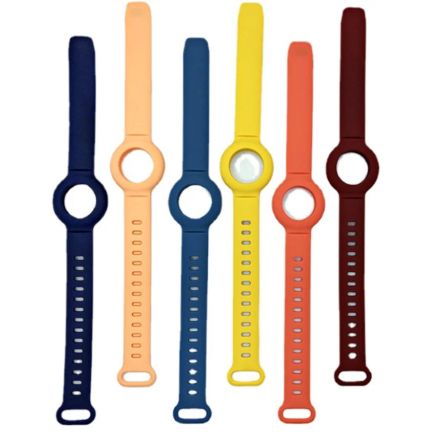 

for AirTag Case Cover Colorful wristband wrist band belt strap Silicone Anti Lost Keychain GPS Tracker 2in1