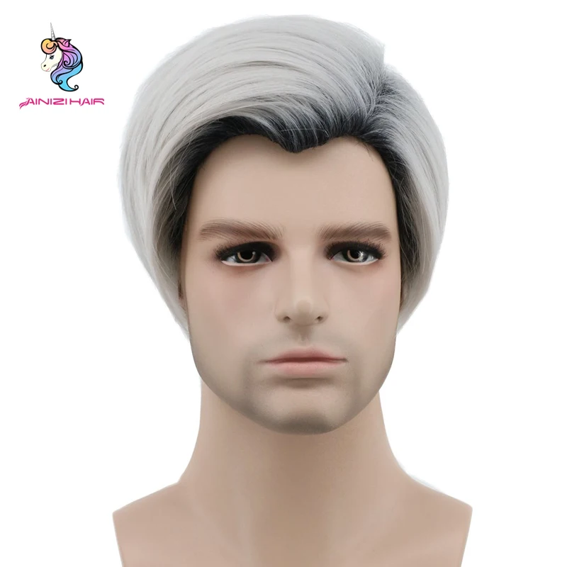 Ainizi high quality cheap price Descendants 2 Karlery Mens Synthetic gradient hair Halloween Cosplay wig for lovers