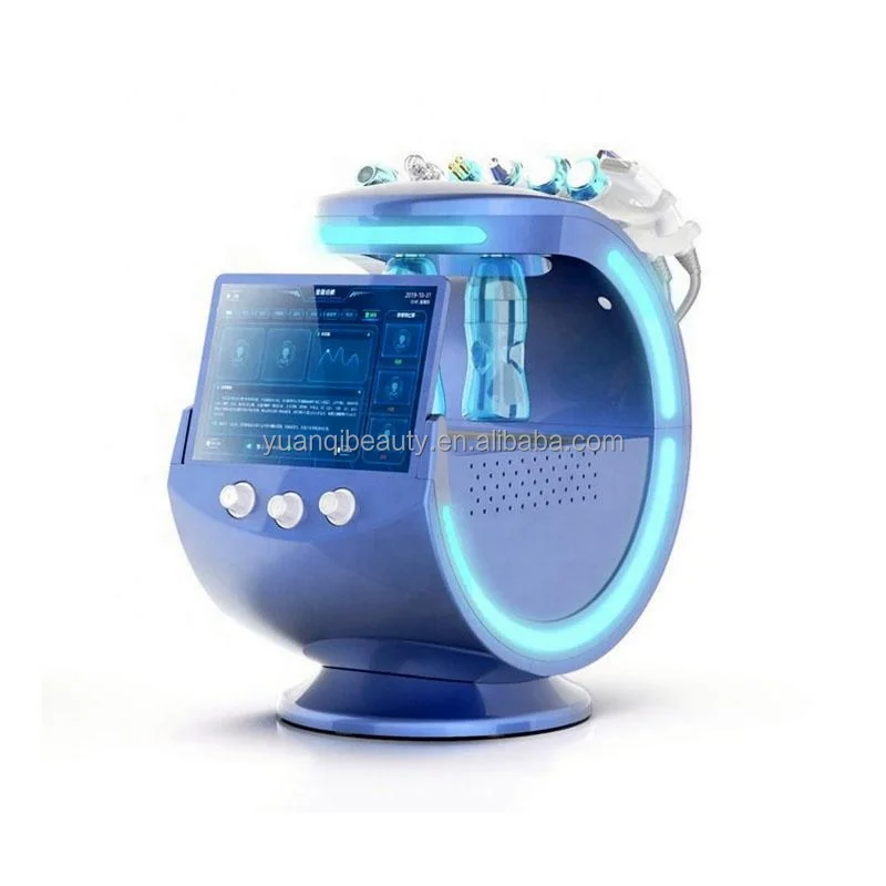 

7 in 1 Multifunction Smart Ice Blue Ultrasonic Deep Cleansing RF Aqua Skin Scrubber Dermabrasion Machine Skin Analysis System