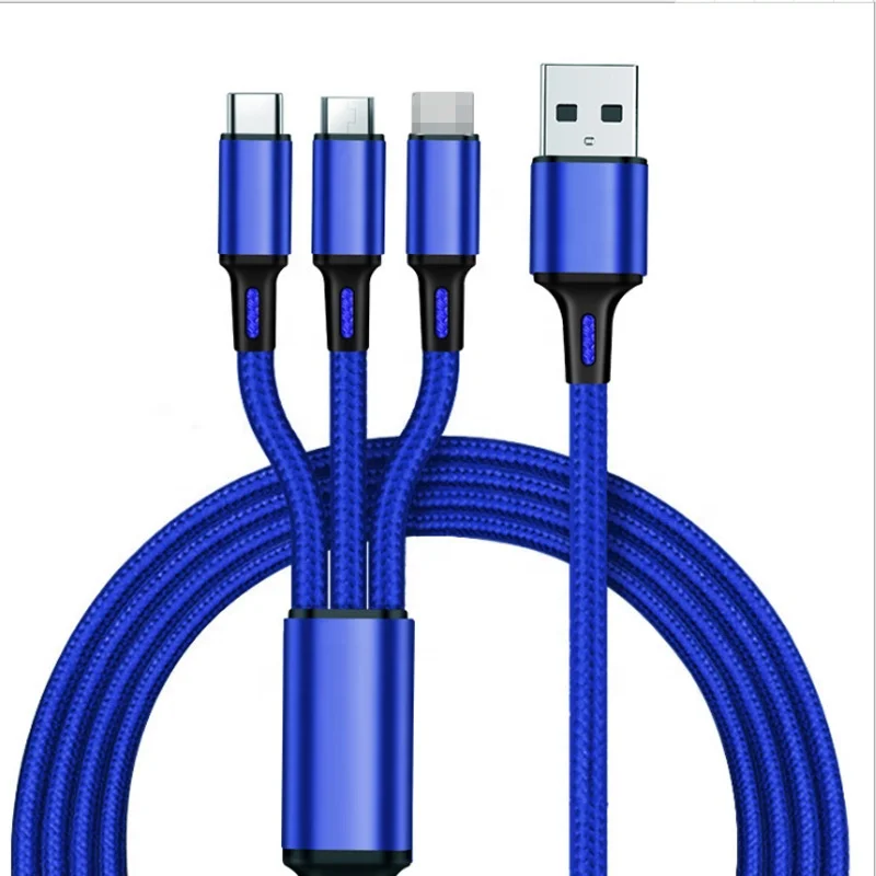 

3 in 1 USB Cable for iPhone Charger Fast Charging Micro USB Type C Cable