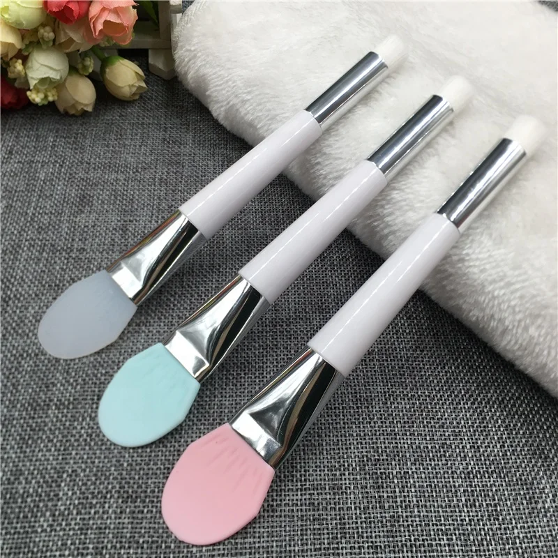 

2021 New Double Sided Diy Spa Mixing Mud Applicator Silicon Facial Mask Brush White Hair Cleasning Brush for beauty Salon