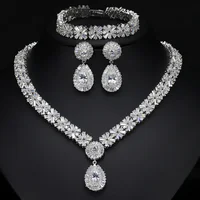 

3 in 1 Luxury Zircon Bridal Wedding Necklace/ Earrings/ Bracelet three in one wedding jewelry Set