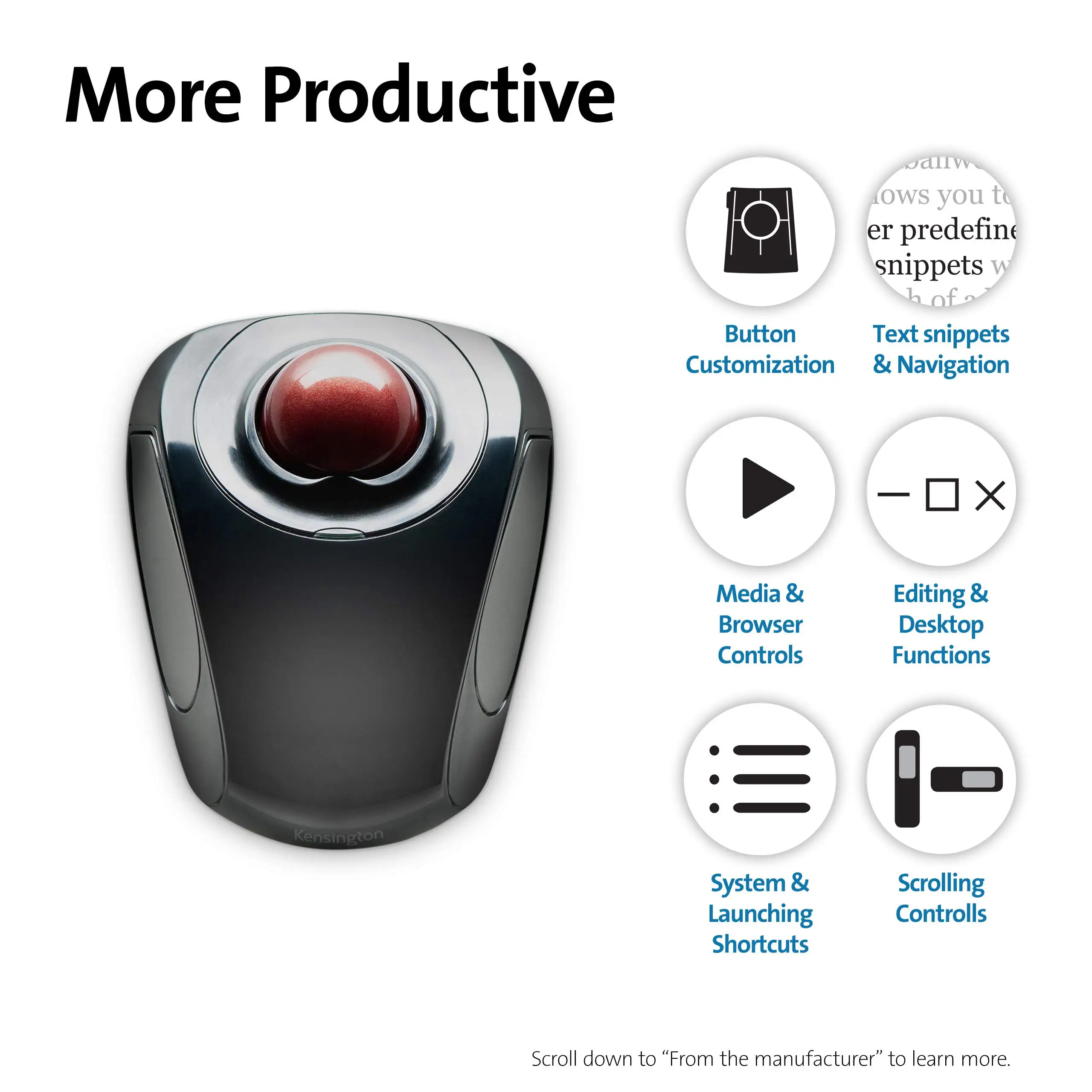 
Industrial Trackball Mouse 2.4GHz Wireless Nano Receiver for Laptop Computer 