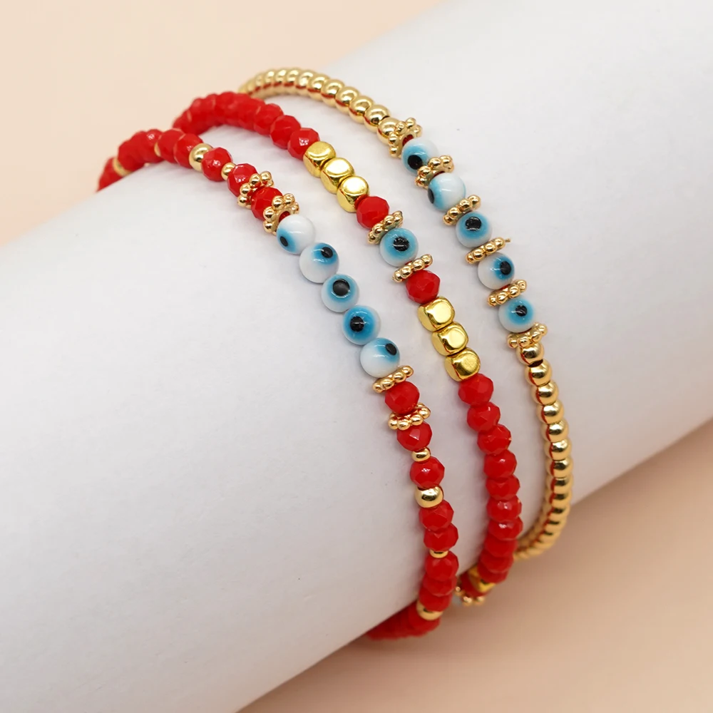 

Go2boho Blue Evil Eye Friendship Bracelet Red Crystal Gold Plated Bead Women Jewelry Summer Gift For Friend Her Family Jewellery