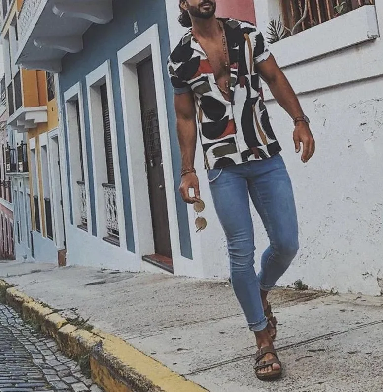 

New mens fashion casual summer short-sleeved printed top for men shirt