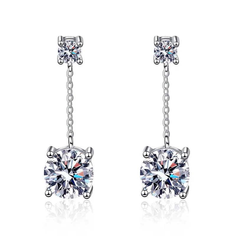 S925 Sterling Silver Charm Moissanite Earrings Classic Geometric Design Women's Jewelry with Luxurious Moissanite Gemstones