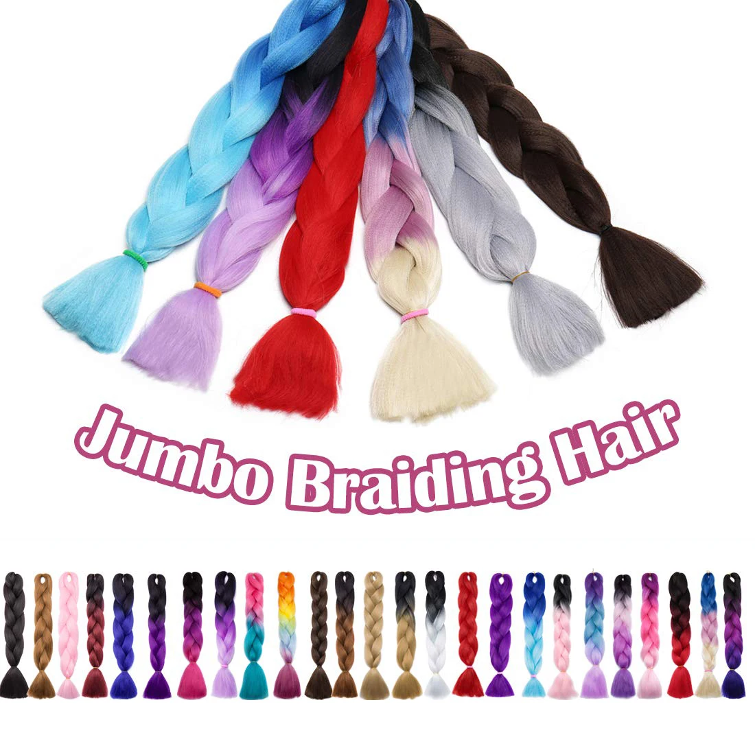 

Jumbo Braiding Hair Crochet Synthetic Fiber Ombre Braiding Hair Extension for Woman, Ombre color