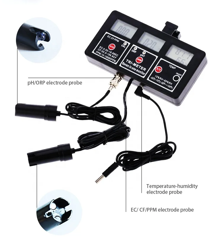 
Multi-parameter Digital PH meter Professional 7 in 1 Water Testing Meter Monitor ORP PH RH EC CF TDS TEMP Meter 
