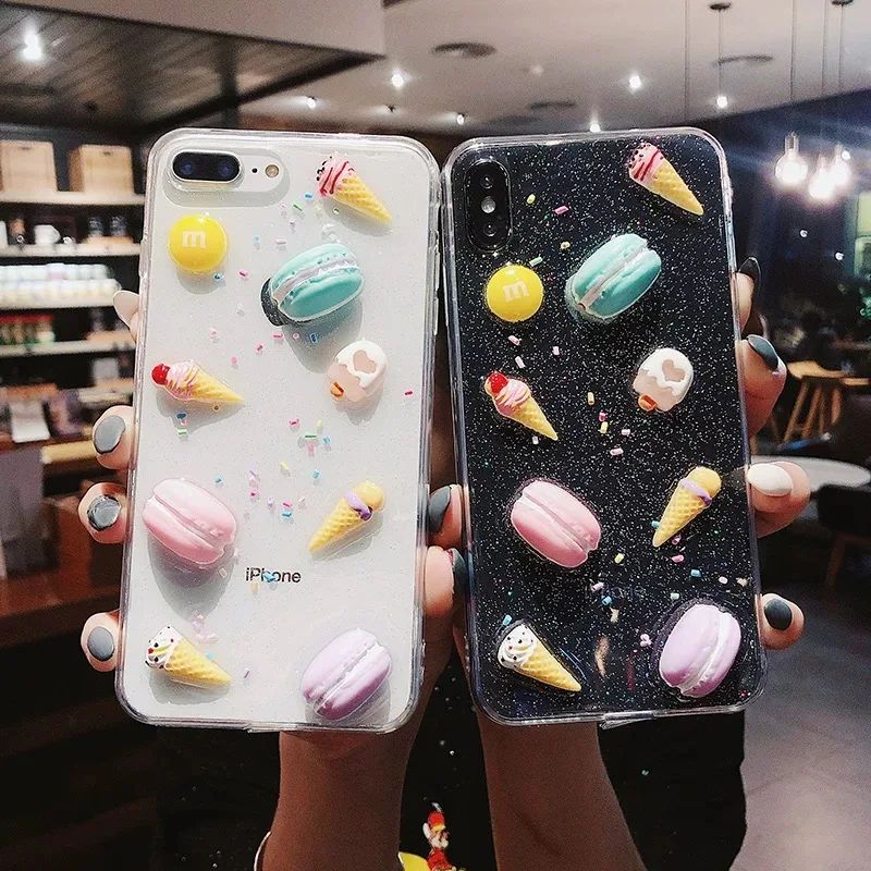 

glitter mobile phone bags and cases for iphone8plus XR MAX soft TPU icecream cell phone cover anticraft