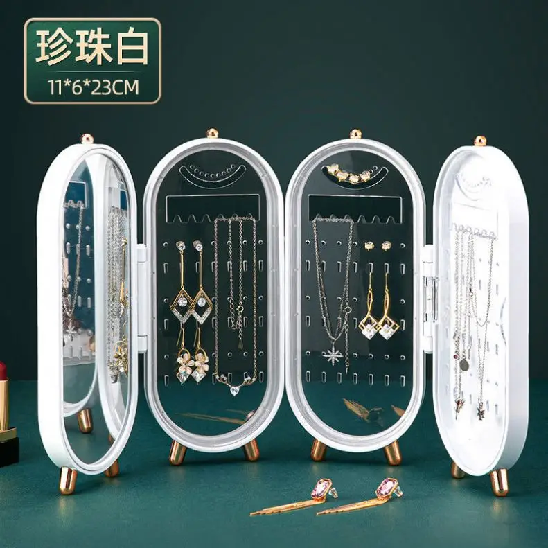 

Amazon hot custom Plastic jewel portable luxury jewellery Necklace case storage travel mirrored organizer jewelry boxes