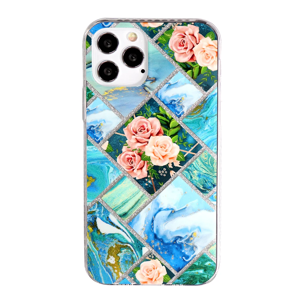 

Designers Luxury Fashion IMD Marble Bling Phone Case With Strap For Iphone 12 11 Pro Max X Xr Xs Max 6 7 8, Multi