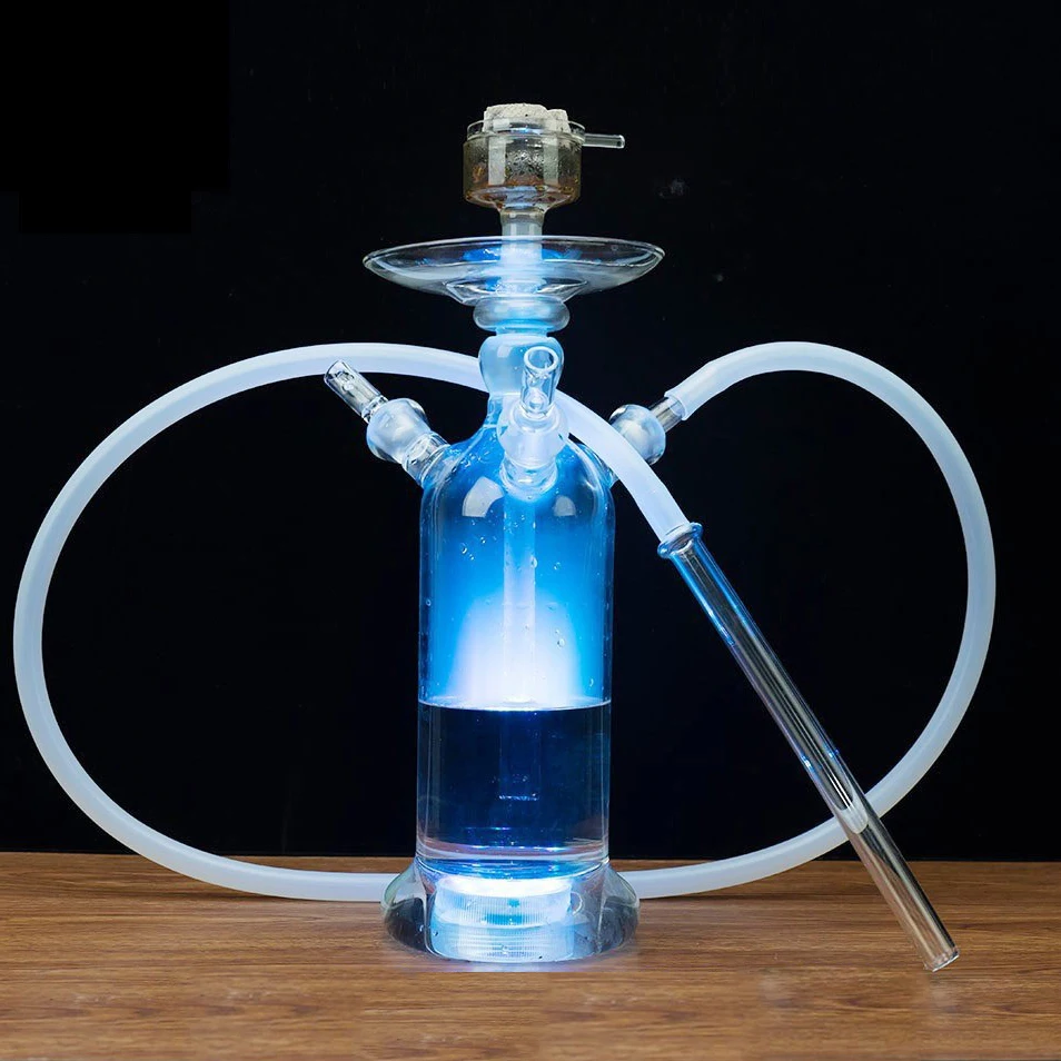 

2021 Unique Design Glass 3 Horse Pipe Hookah with Led Light