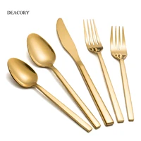 

DEACORY Hot sale 1810 Luxury Royal Matte Titanium Stainless Steel Gold Plated Wedding flatware gold cutlery Set