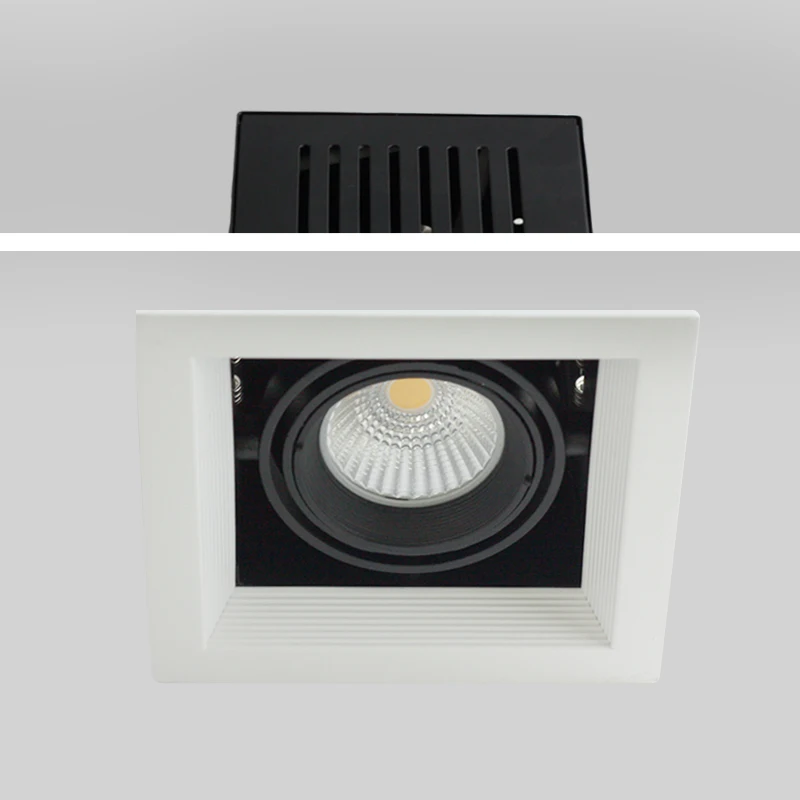 Custom Ceiling Recessed led grille spot lighting one heads 9W grille cob led square downlight