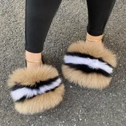 Female Furry women shoes Spring Summer Real Fox Fu
